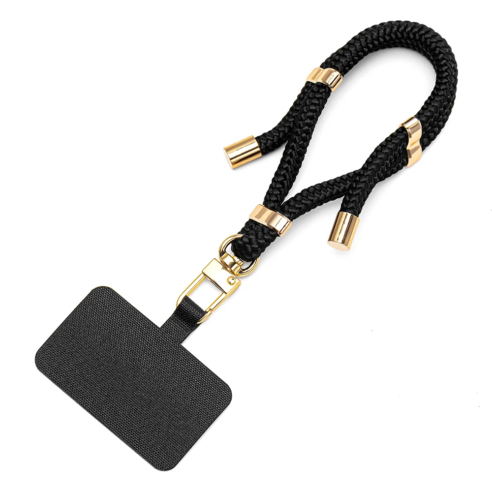 Luxury Designer Adjustable Tab Patch Sling Rope Cord Lanyard Hand Wrist Phone Straps For Phone Case With Metal