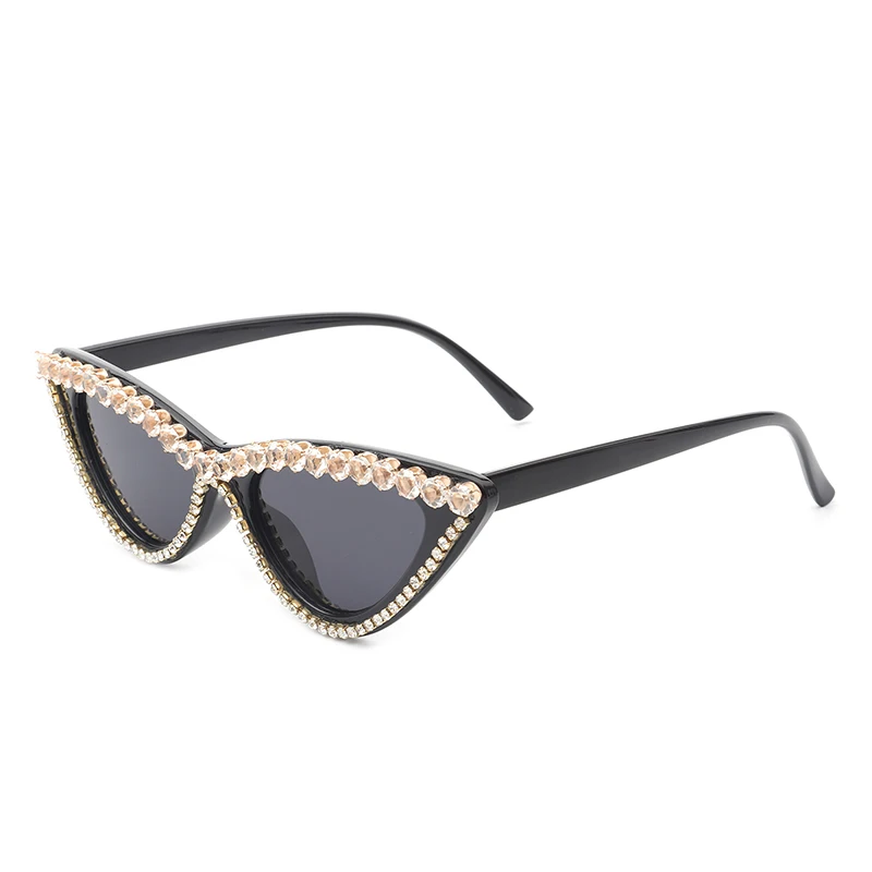 

U.S. Warehouse Shipping Spot Stylish Personality Triangular Cat Eye Fashion Diamond Studded Sunglasses Party Sunglasses