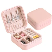 

Jewelry Organizer Display Travel Portable Jewelry Box Zipper Leather Storage Jewelry Case Boxes