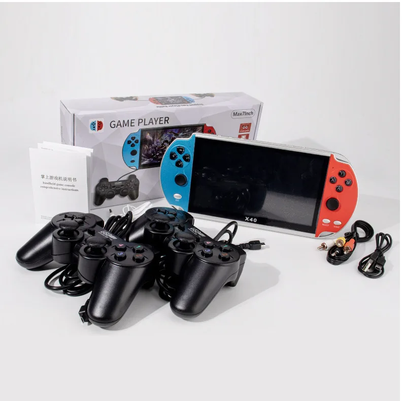 

2021 Hot Sell 7.1 Inch HD Screen Dual Rocker Handheld Retro X40 Game Console With 30MP Camera