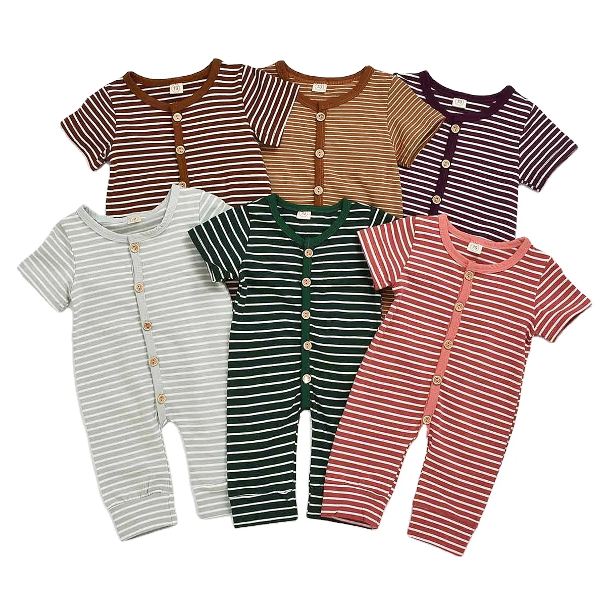 

Newborn Toddler Baby Girl Boy Short Sleeve Striped Overall Romper Toddler Girl Jumpsuits, Photo showed and customized color