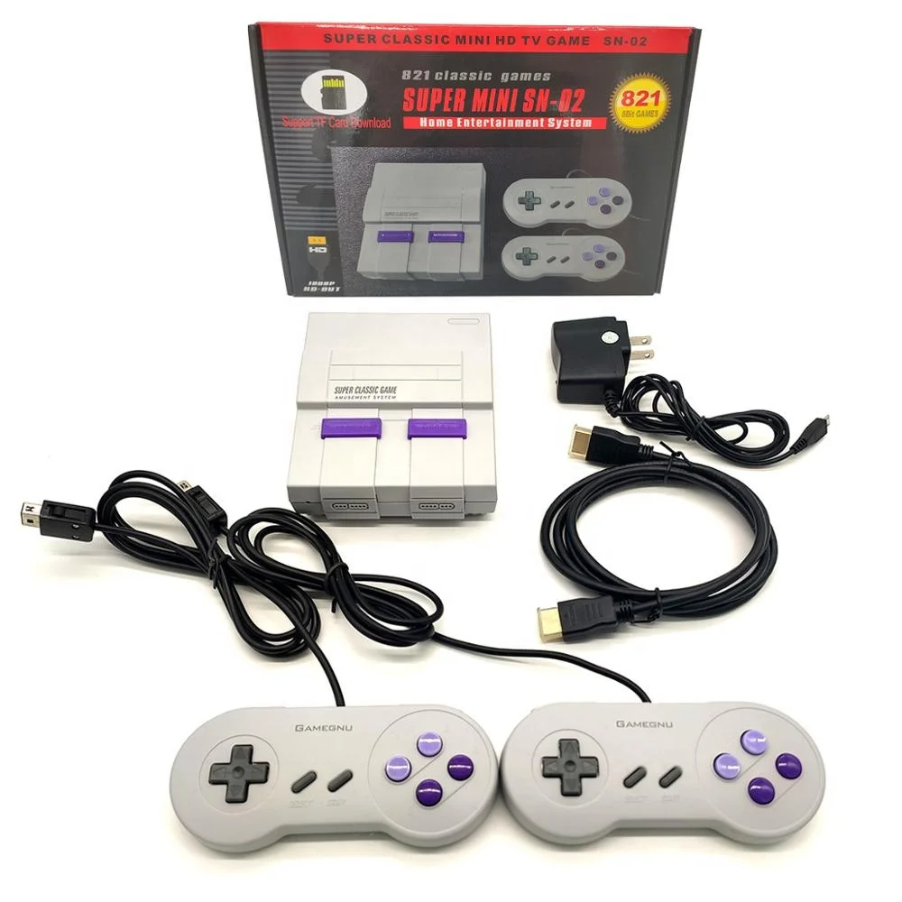

2020 Amazon Hot Sale Super Mini SNES Retro Classic Family Game SNES Console Built-in 821 TV Video Games With Dual Controllers