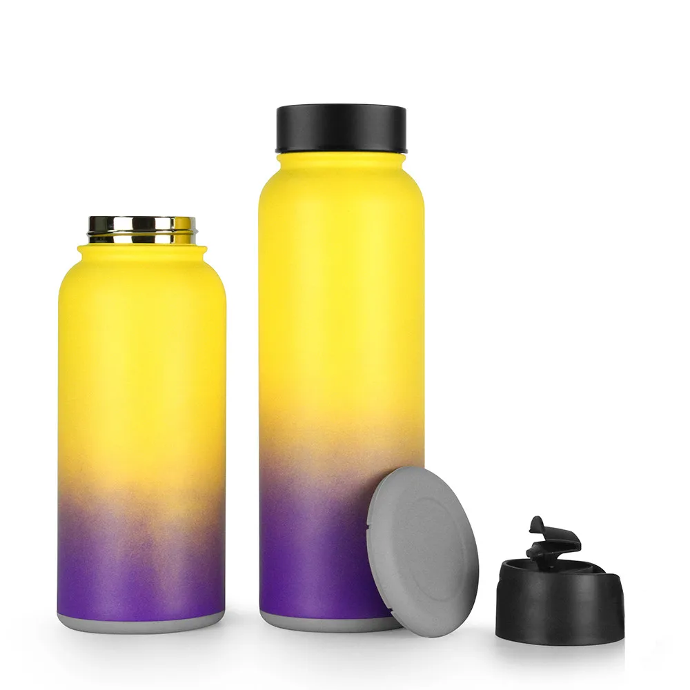 

Patented Design 32oz Double Wall Stainless Steel Sports Straight Vacuum Flasks & Thermoses Bottle with Removable Silicone Bottom, Customized color