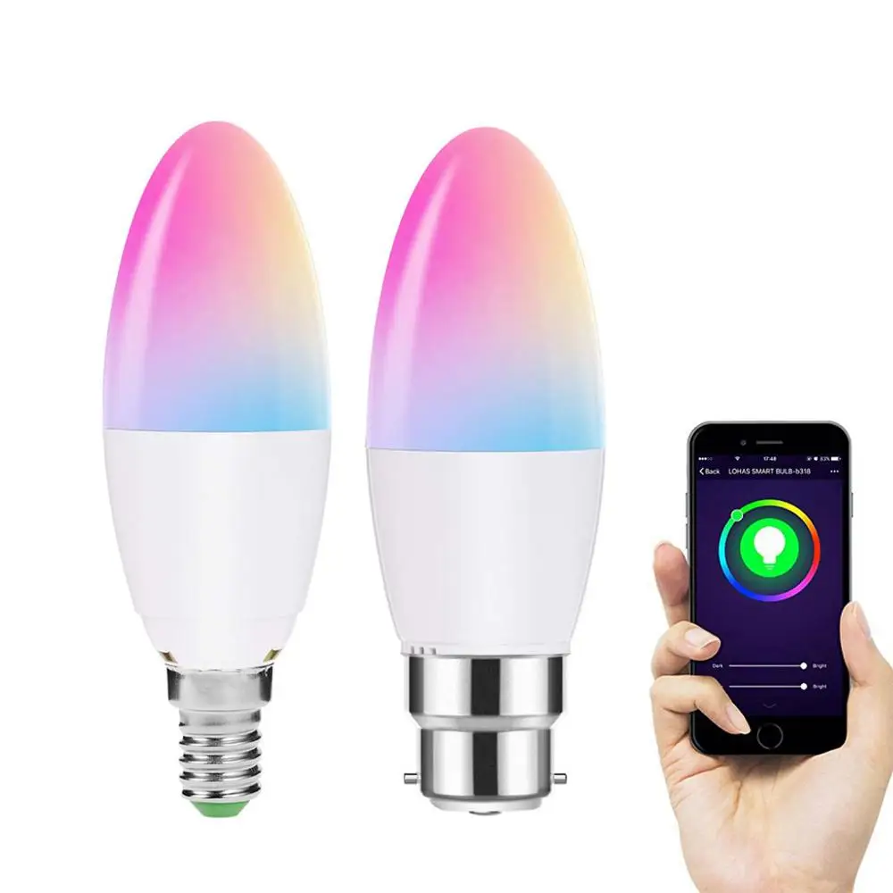 RGB+2700~6000K Smart Bulb LED Light E12 E14 B22 5W WiFi Smart LED Bulb Compatible With Tuya APP/Alexa/Google Home