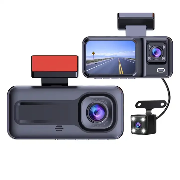 

Dash Board Camera 3 Channel Front Inside Rear 1080p Wide Angle Night Vision Car Dvr Dash Cam