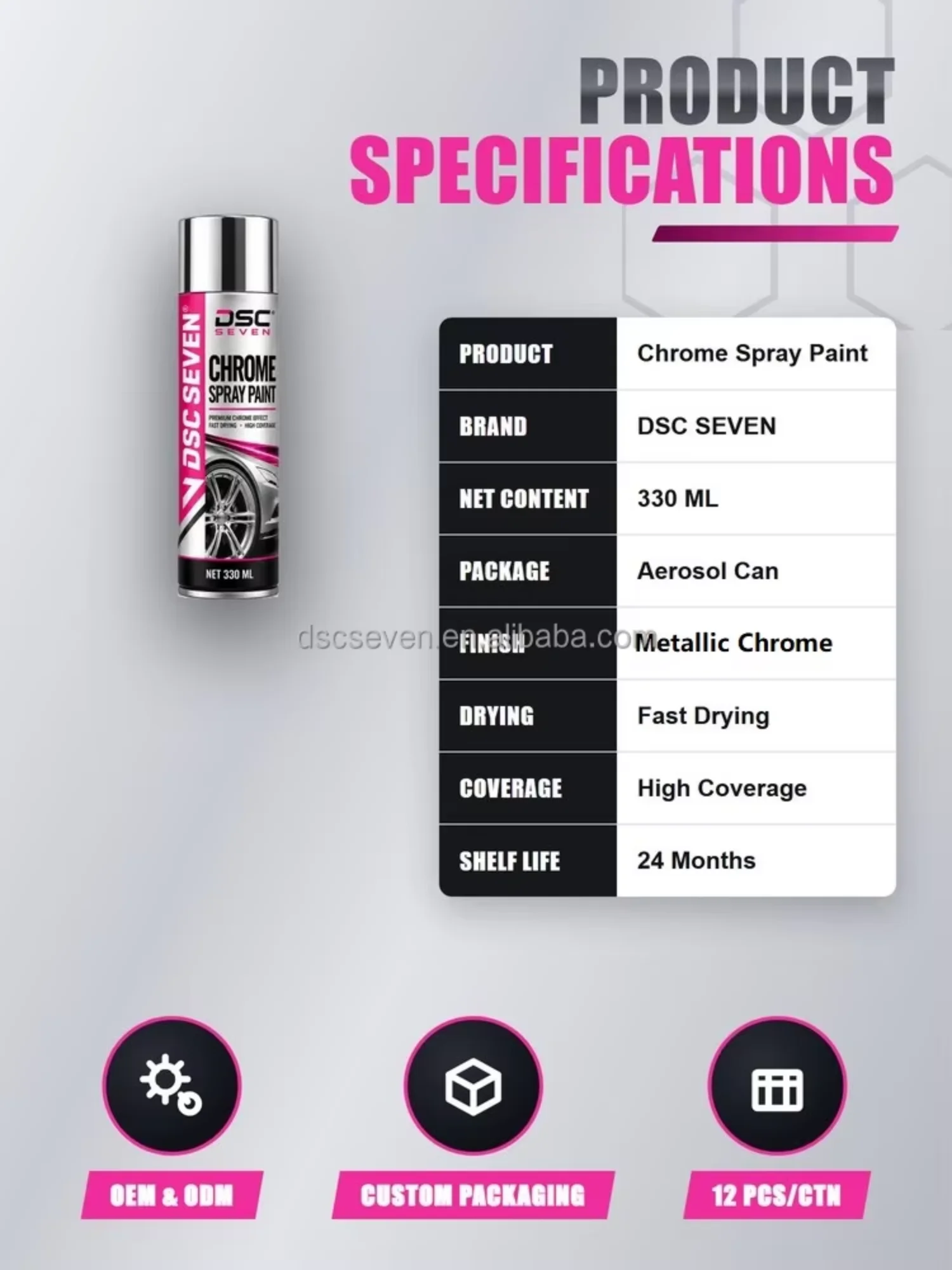 DSC SEVEN Chrome Effect Aerosol Paint 330ml 350ml High-Coverage Silver Metallic Spray Paint DSC SEVEN Chrome Effect Aerosol Paint 330ml 350ml High-Coverage Silver Metallic Spray Paint