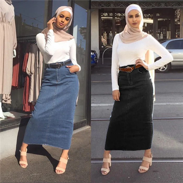 

Fashion women daily wear half demin skirts jeans stretch skirts, Black,blue