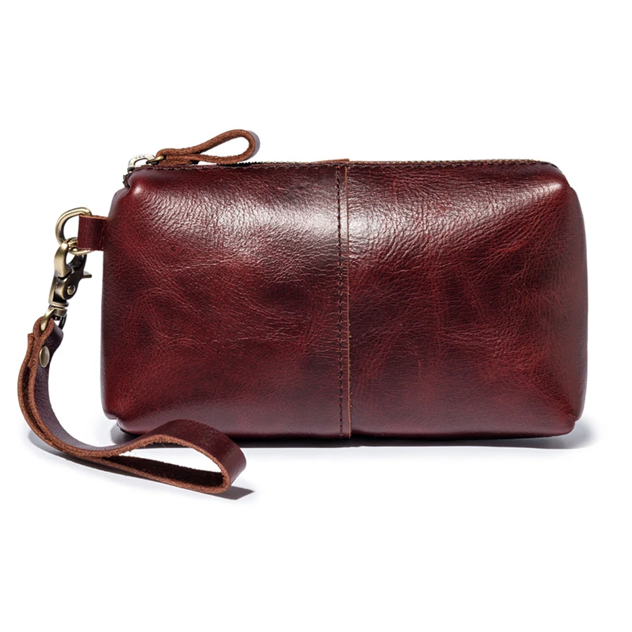 

Oil Wax genuine leather casual men clutch bag business handbags for men long wallet mobile phone pouch women party purse, Customized
