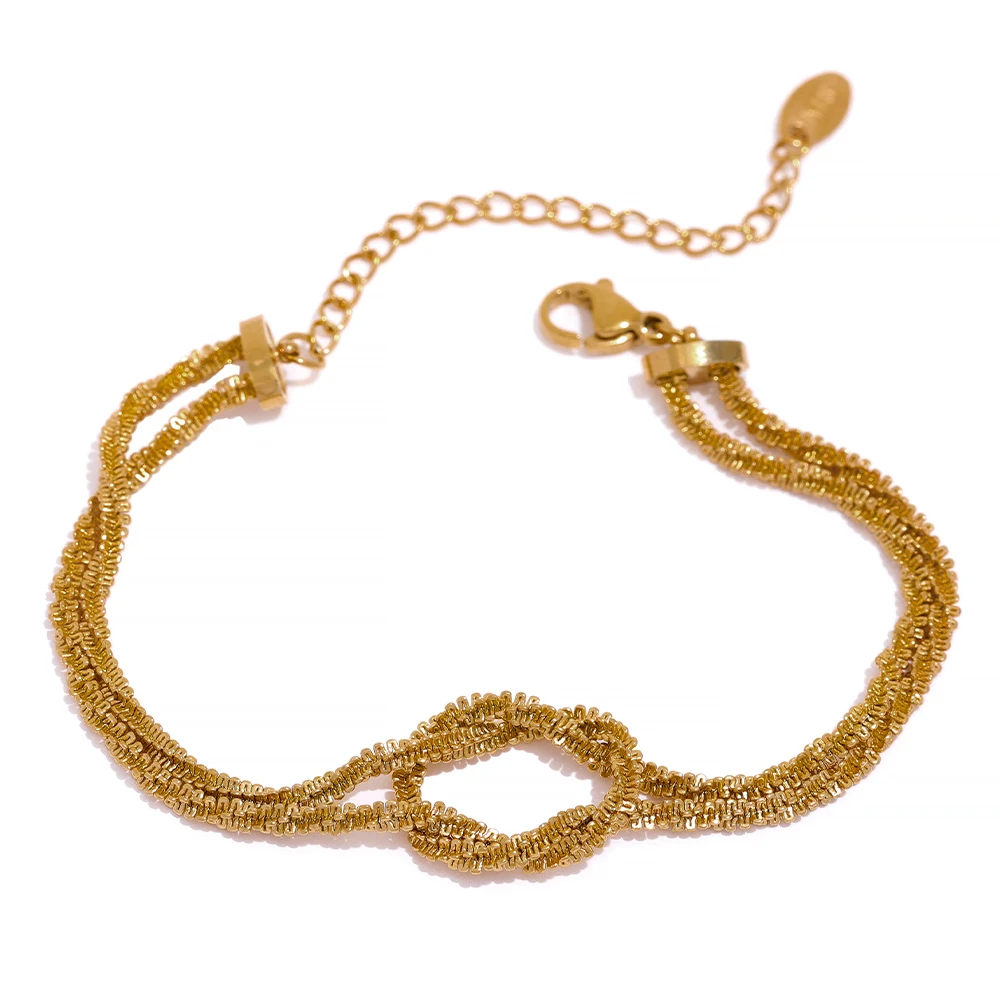 

JINYOU 1162 Gypsophila Chain Stainless Steel 18k Gold Plated Bracelet Bangle Metal Knot Charm Fashion Jewelry