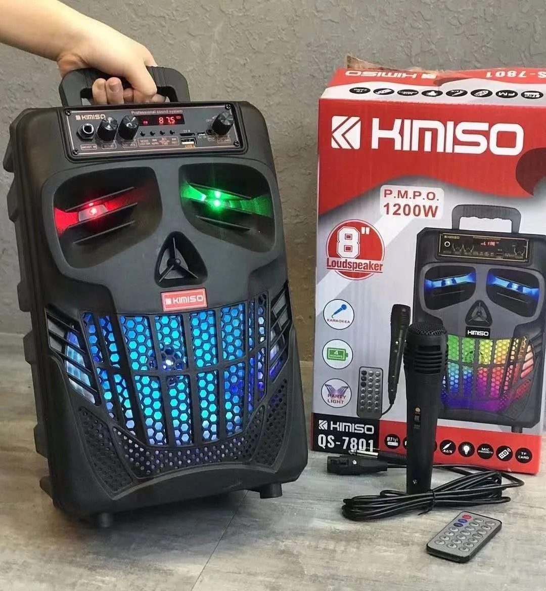 

KIMISO outdoor portable trolley speaker big power 8 inch home karaoke speaker