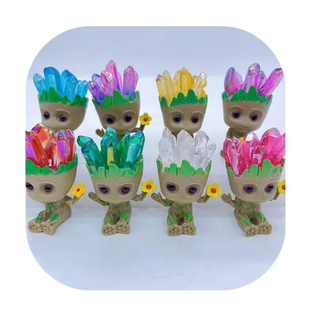 

natur crystal animal carving crystals crafts mix aura quartz point crystal Groot Figurines for gift