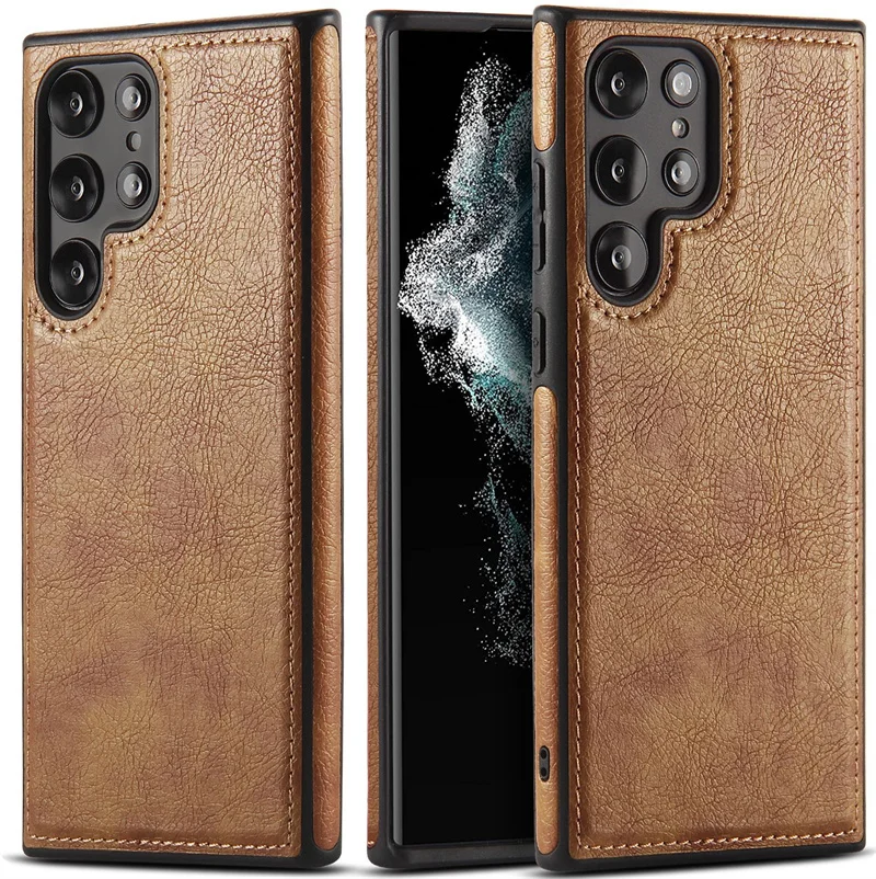 leather mobile phone case for samsung galaxy s22 ultra s23 plus pu leather back cover