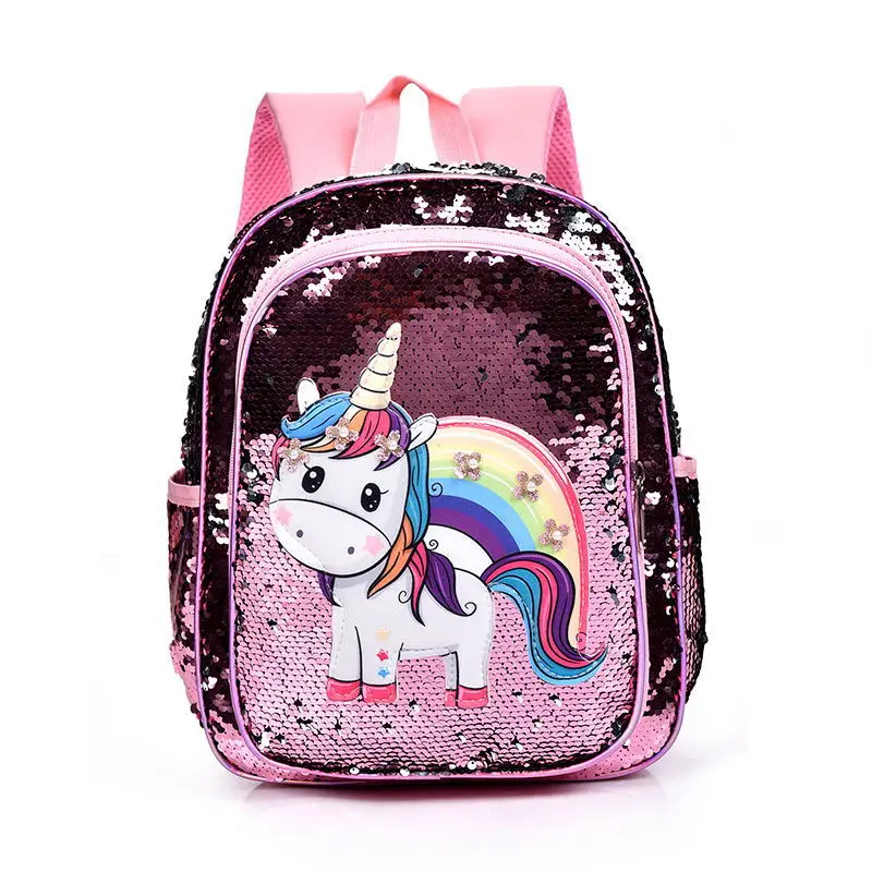 

2020 Youth Teenager Girls Magic Kids Unicorn Sequin School Backpack Shoulder Bag Creative Cute Shoulder Bag for girls, Customized colors