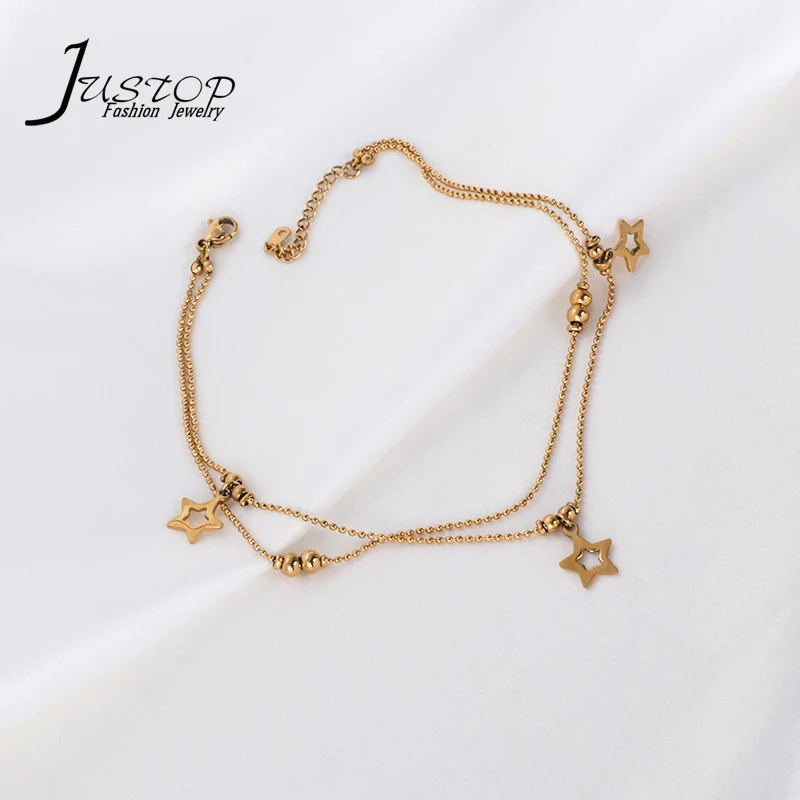 

2021 New Anklet 18K Gold Plated Stainless Steel Women Jewelry Chain Party Trendy Star Charm OEM CHINA