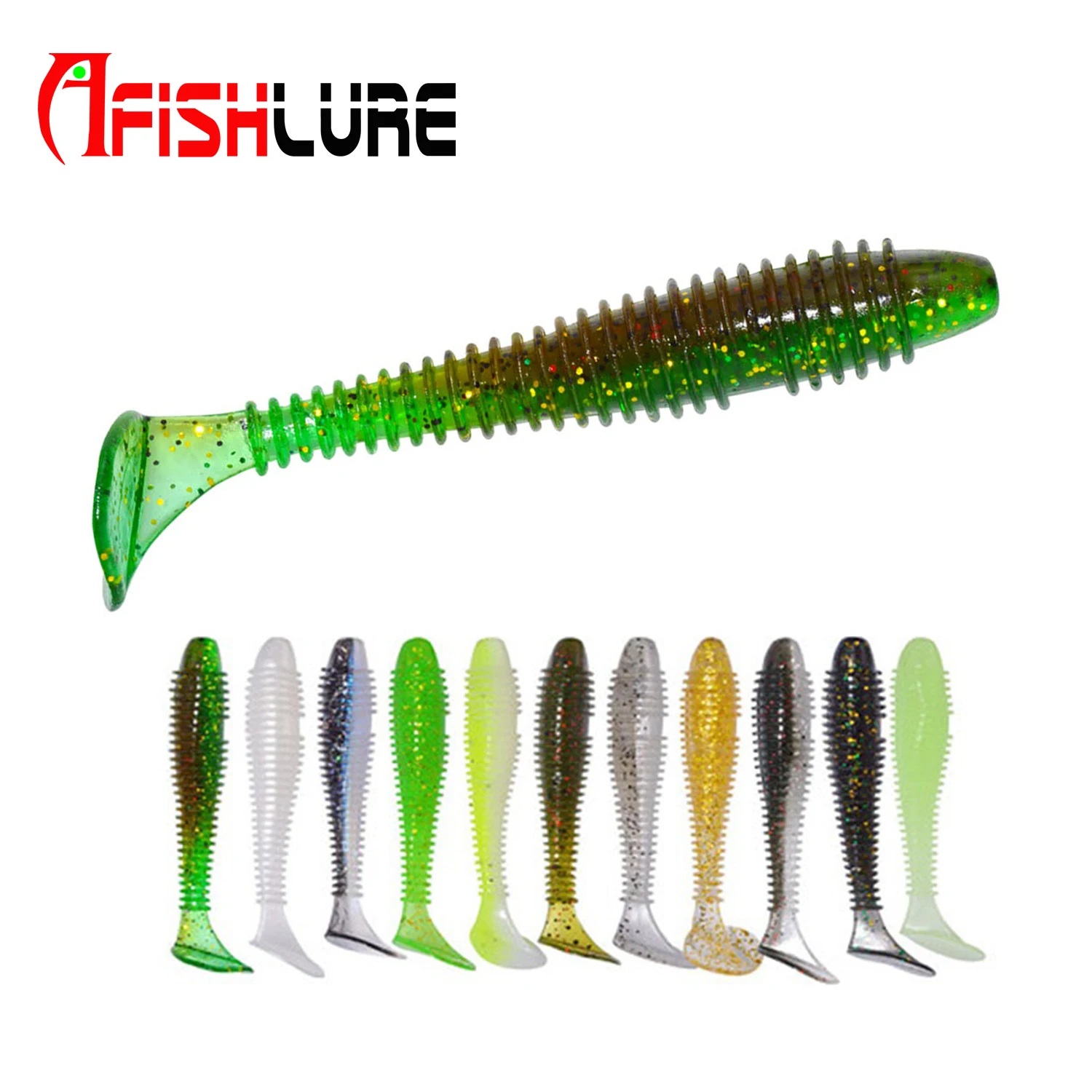 

AFISHLURE 40mm 0.6g Fishing bait soft T Tail fishing silicone artificial bait shrimp scent saltwater fishing crab lure, 11 colors