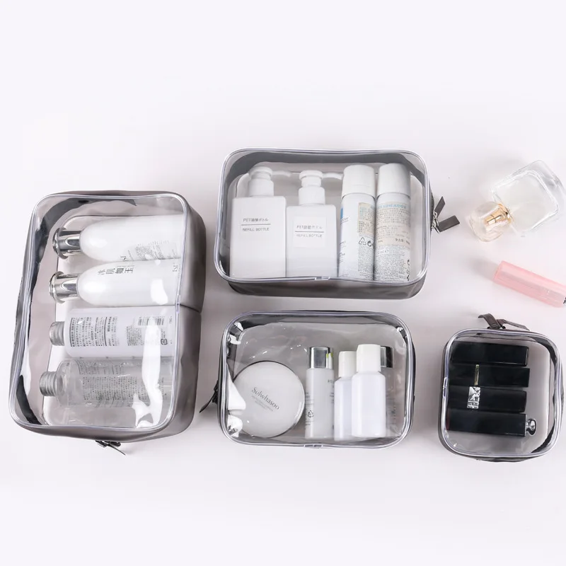 

4pcs/set Waterproof Clear Plastic Travel Toiletry Zipper Pouch Travelling Cosmetic Bag
