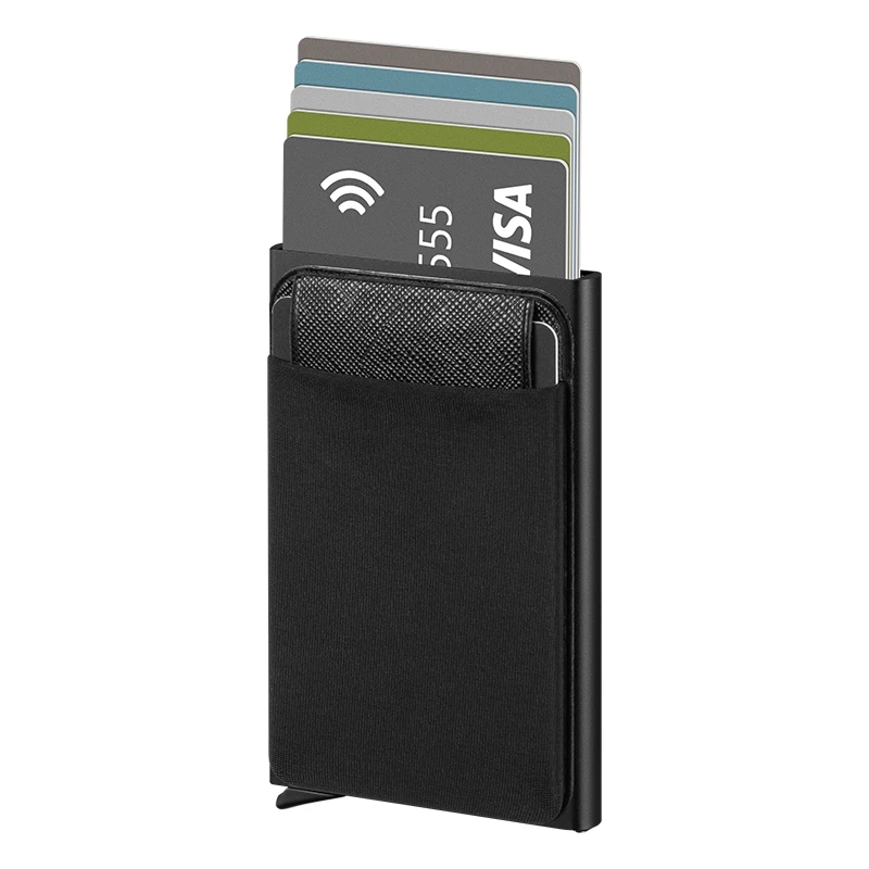 

Magnetic Mag-safe Pop Up Card Holders Vegan Leather Phone Rfid Card Holder Stick On Phone Back, Black