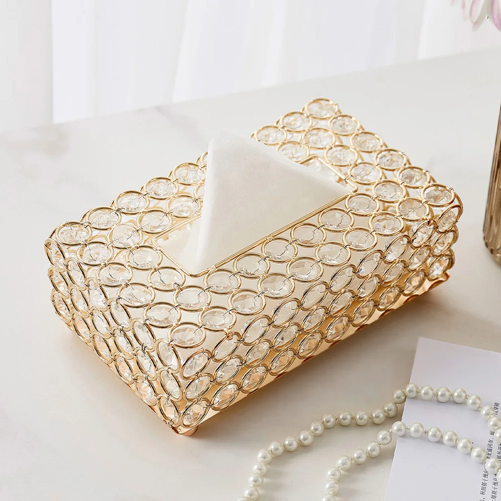 

European Style luxurious Transparent Tissue Box Home Decoration Portable Restroom Tissue Box