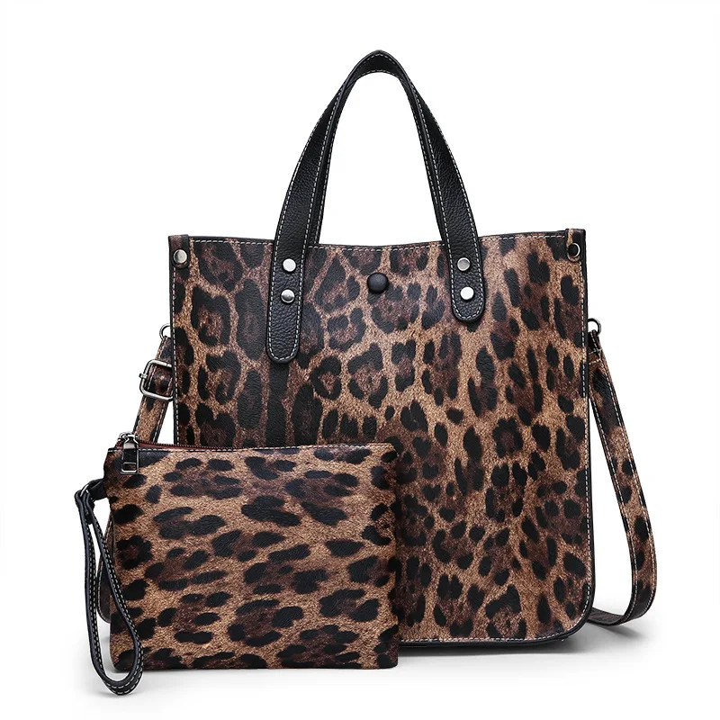 

Hot Sale 2 In 1 Handbag And Purse Ladies Leopard Print Shoulder Tote Bag Leisure Capacity Sling Crossbody Travel Bag Y16065, Accept customized color