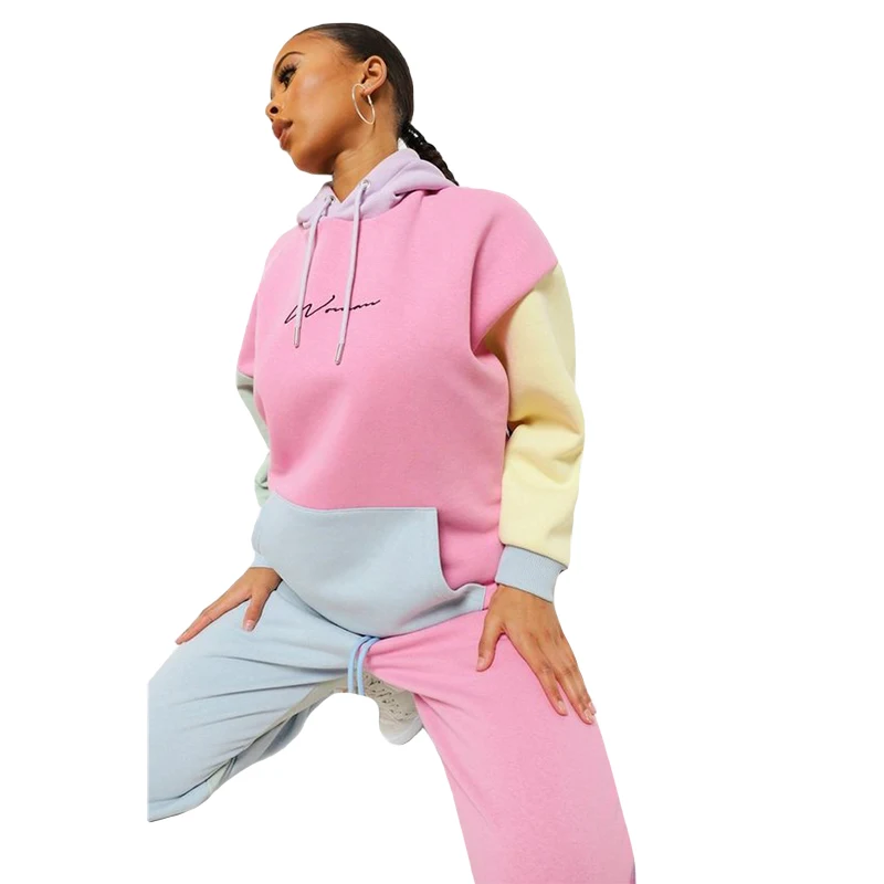 

custom wholesale women hoodies 2 piece long sleeve jogger sweatpants and hoodie sets pants for woman, Customized colors