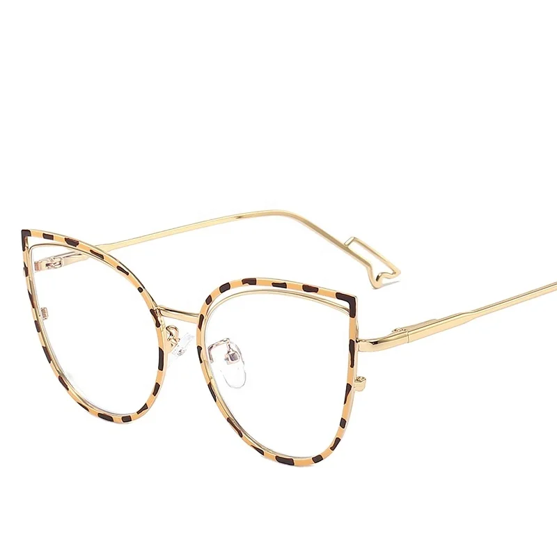 

Anti-blue light glasses frame optical glasses Gold Blue Light Clear Lens Vision Ladies Metal Glasses For Women