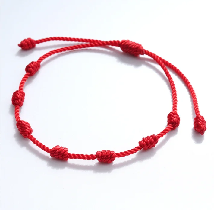 

Factory direct sale 7 knot lucky bracelet cross-border simple personality hand-woven adjustable red string bracelet, Red, black