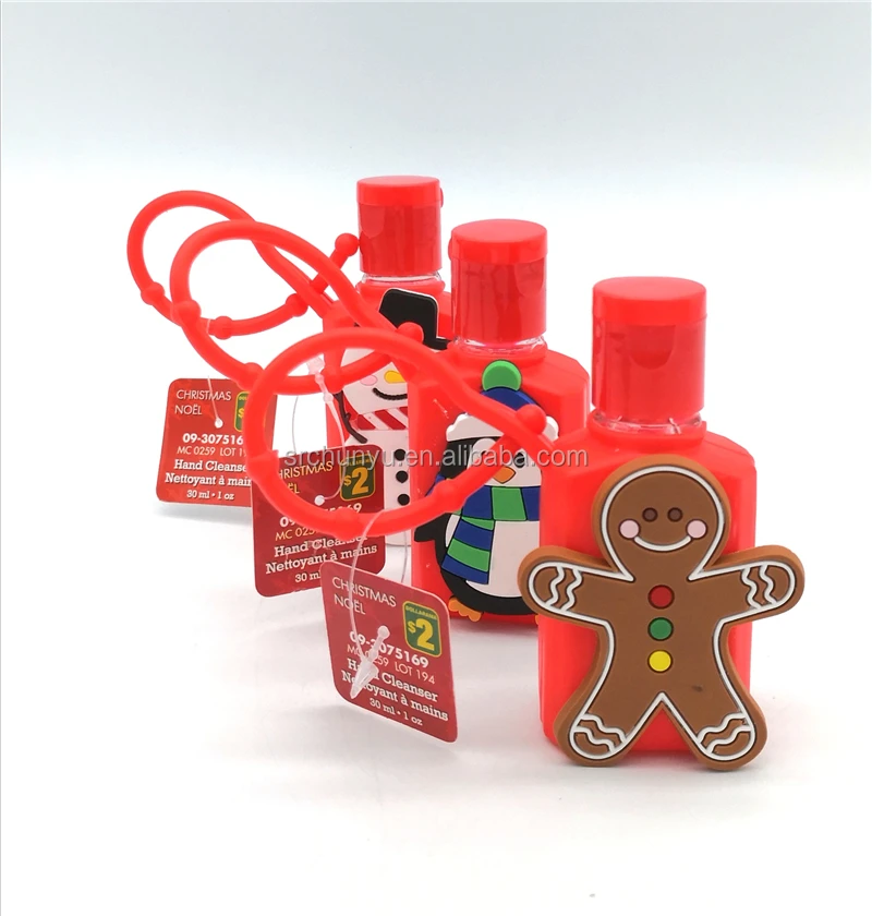 New Christmas Scented Hand Sanitizer With Clip Silicone Cartoon, Double Layer Security Label For School Children