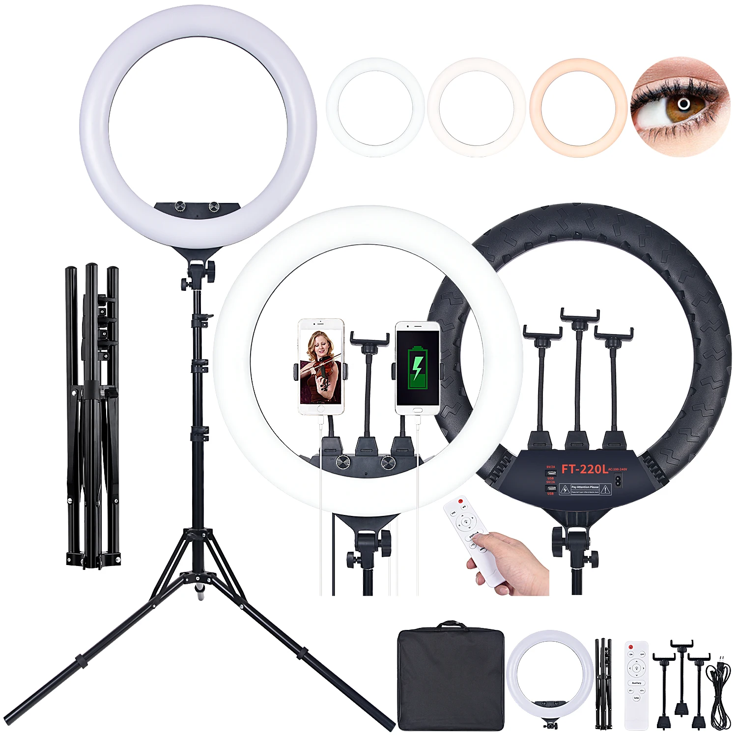 

FOSOTO FT-220L 22 inch Ring Light Led Ring Lamp Photographic lighting Tik Tok LED Ringlight With 1.8M Tripod Stand For Makeup
