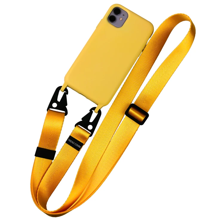 

For iPhone 12 Pro Max / Mini Nylon Crossbody Silicone Phone Case With Necklace