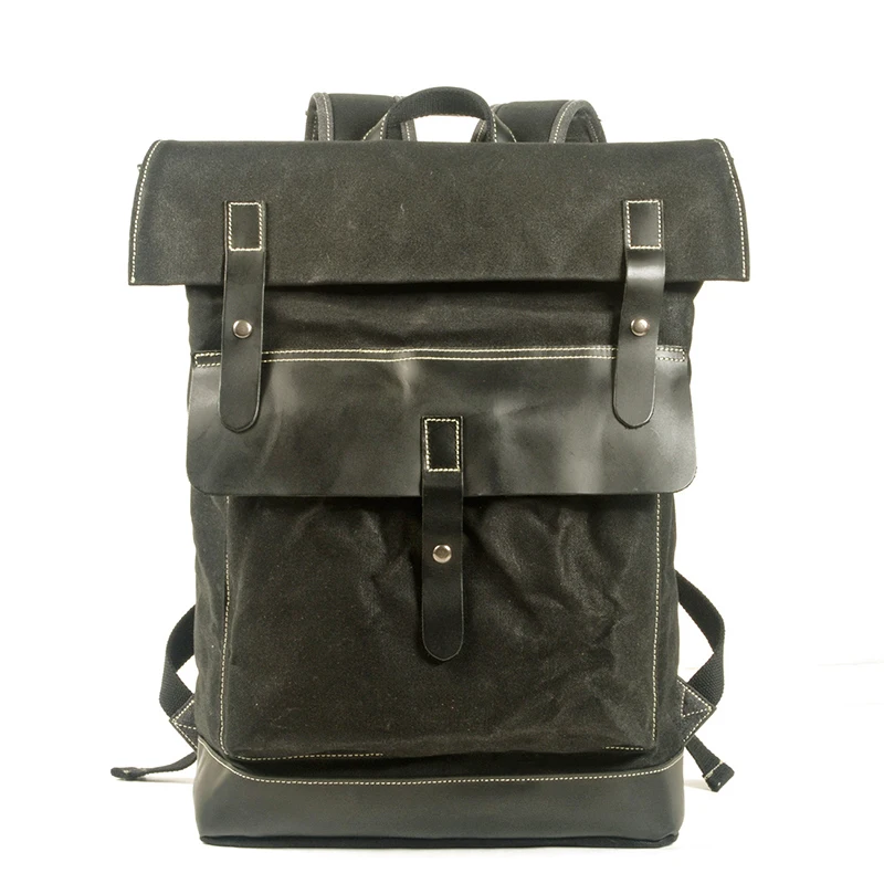 

SB075 Crazy Horse Leather Backpack designer luxury Waxed Canvas Bag Quality Canvas Backpack Bag for Men