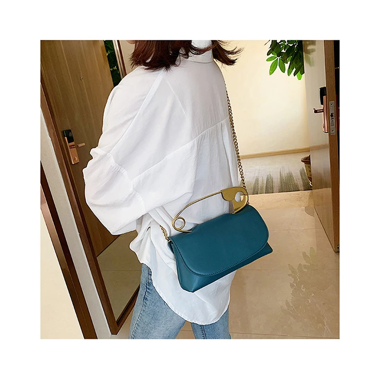 

Fashion Pockets Handbag Feminina Crossbody Bag Elegant Cosmetic bag Phone Purse Femm Metal Top Handle Safety Pin Purse Bags
