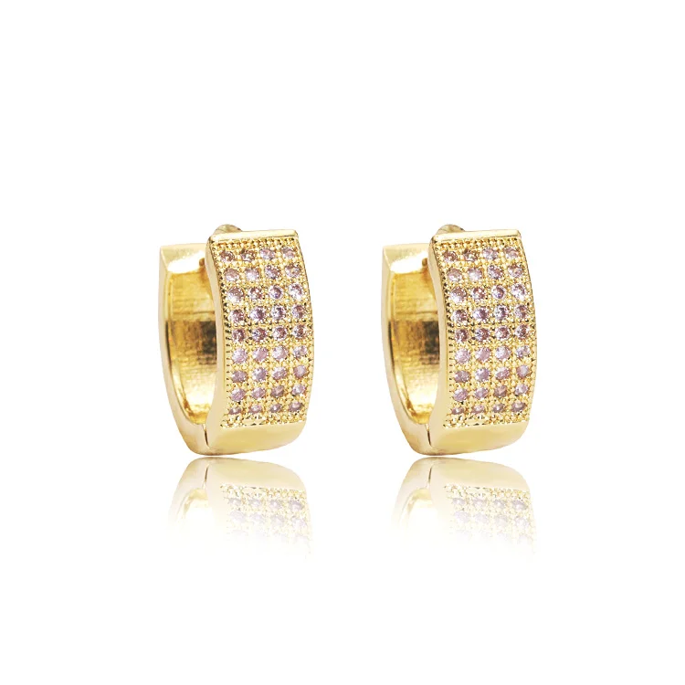 

Classic 18K gold plated micro pave Cubic Zircon gemstone huggie hoop earrings for women 2021