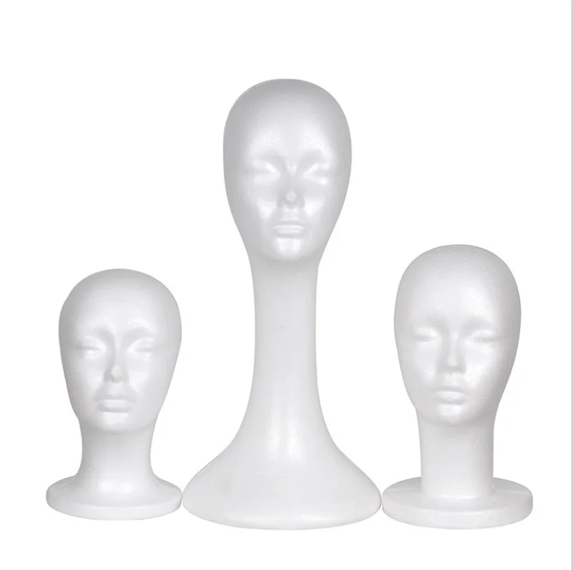 

Cheap polystyrene styrofoam foam wig head model hair mannequin head, White