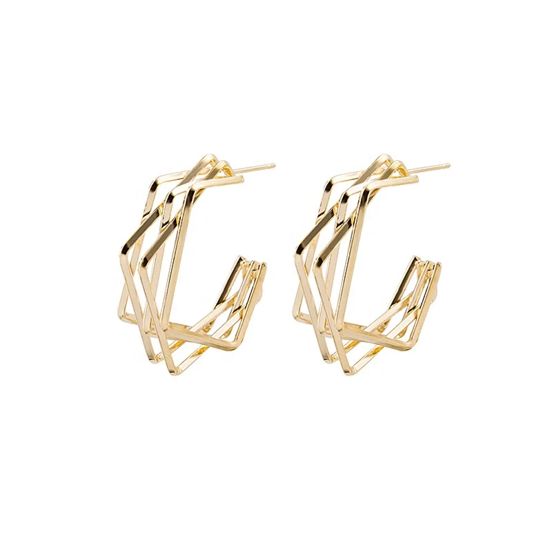 

Metal Simple Lines Irregular Star Pentagram Earrings New Temperament Geometric Gold Color Earrings Women Jewelry Party Gift 2020