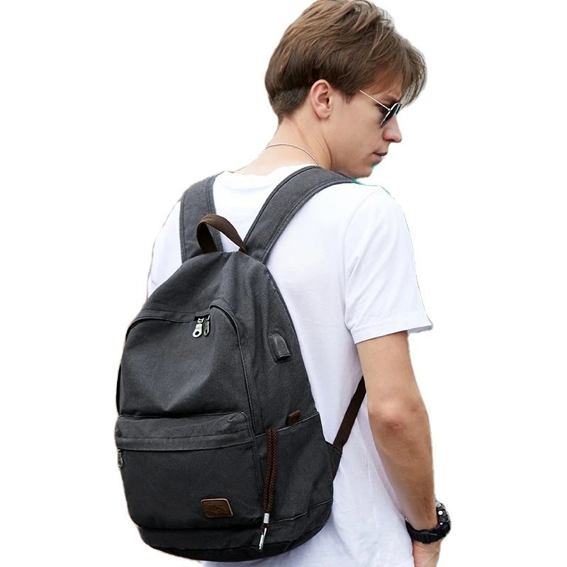 

Custom outdoor cotton college oem high quality Vintage hiking laptop Canvas backpack bag for men, 3 colors /customized