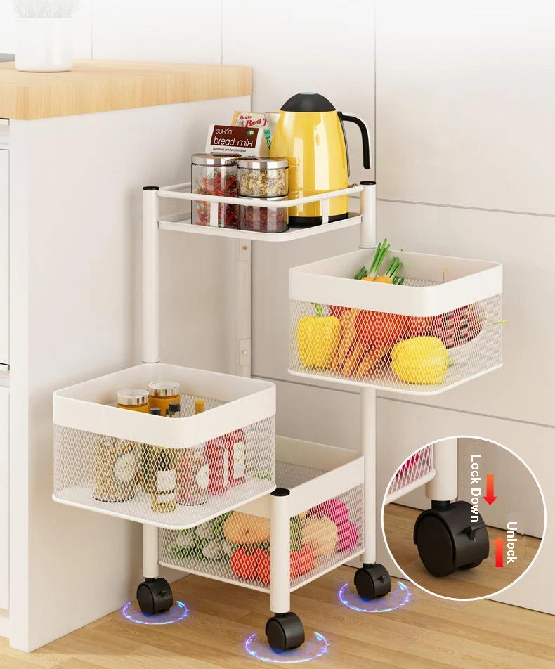 

office bedroom garage floor standing Storage rack fruit kitchen rotating basket