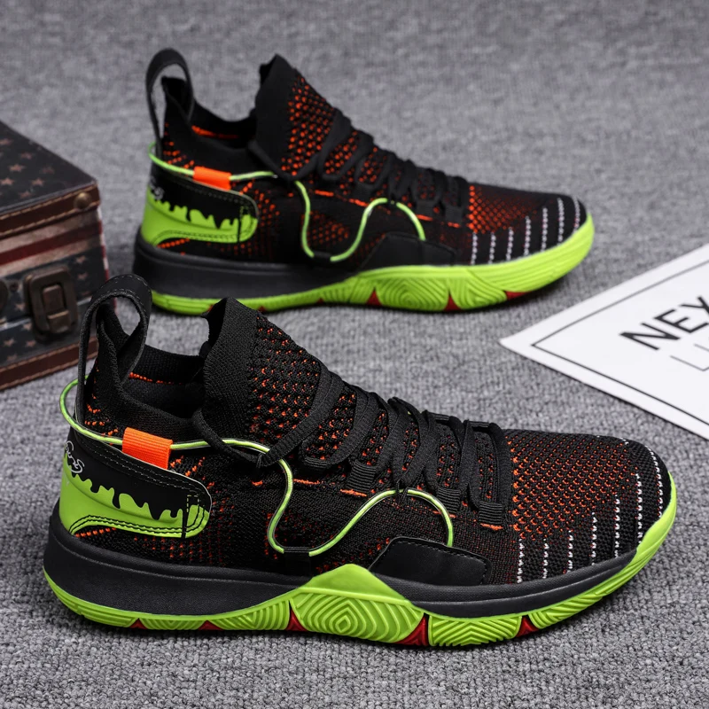 

Men's Flying Woven Sneaker Basketball Style Shoes Comfortable Breathable Leisure Shock-Absorbing Lightweight Running Man's Shoes