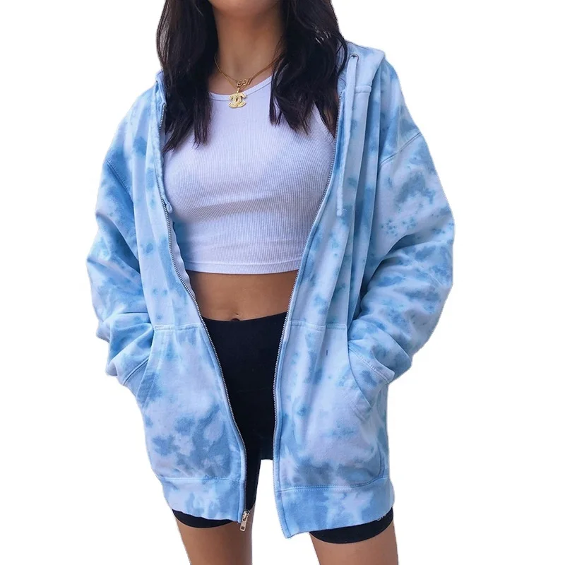 

2020 Autumn New Product Zipper Up Sport Tie Dye Plus Size Casual Women's Jackets, Multiple