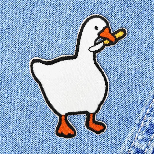 

Wholesale Custom Cartoon Cute Duck fabric custom patches iron on embroidery patch kit, Customized color