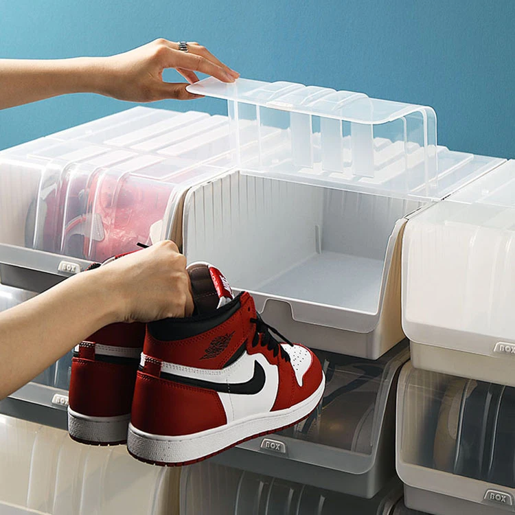 

Clear shoe storage box plastic shoe box storage shoe storage box, White