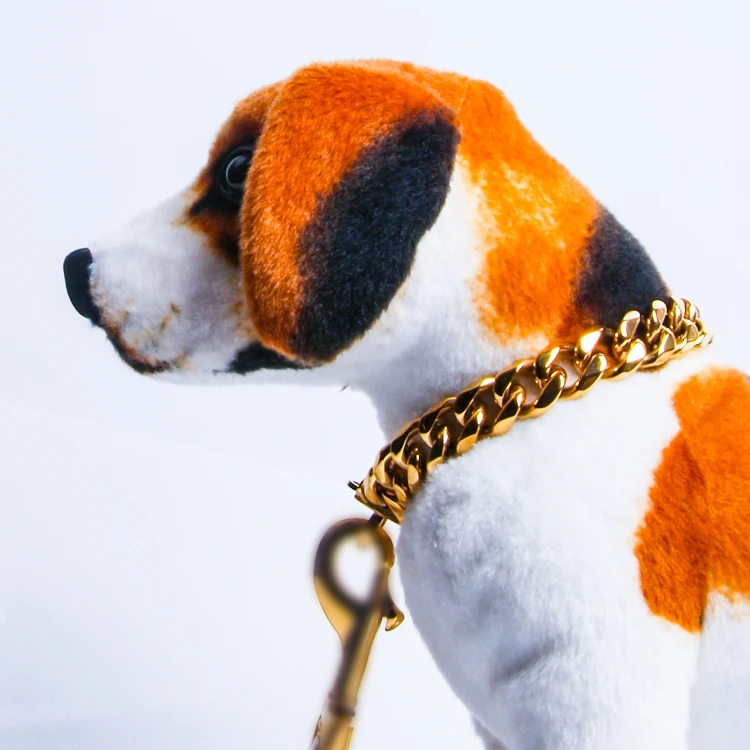 Breite 31mm Länge 12 Zoll Edelstahl Luxuriöse Cuban Link Hund Gold