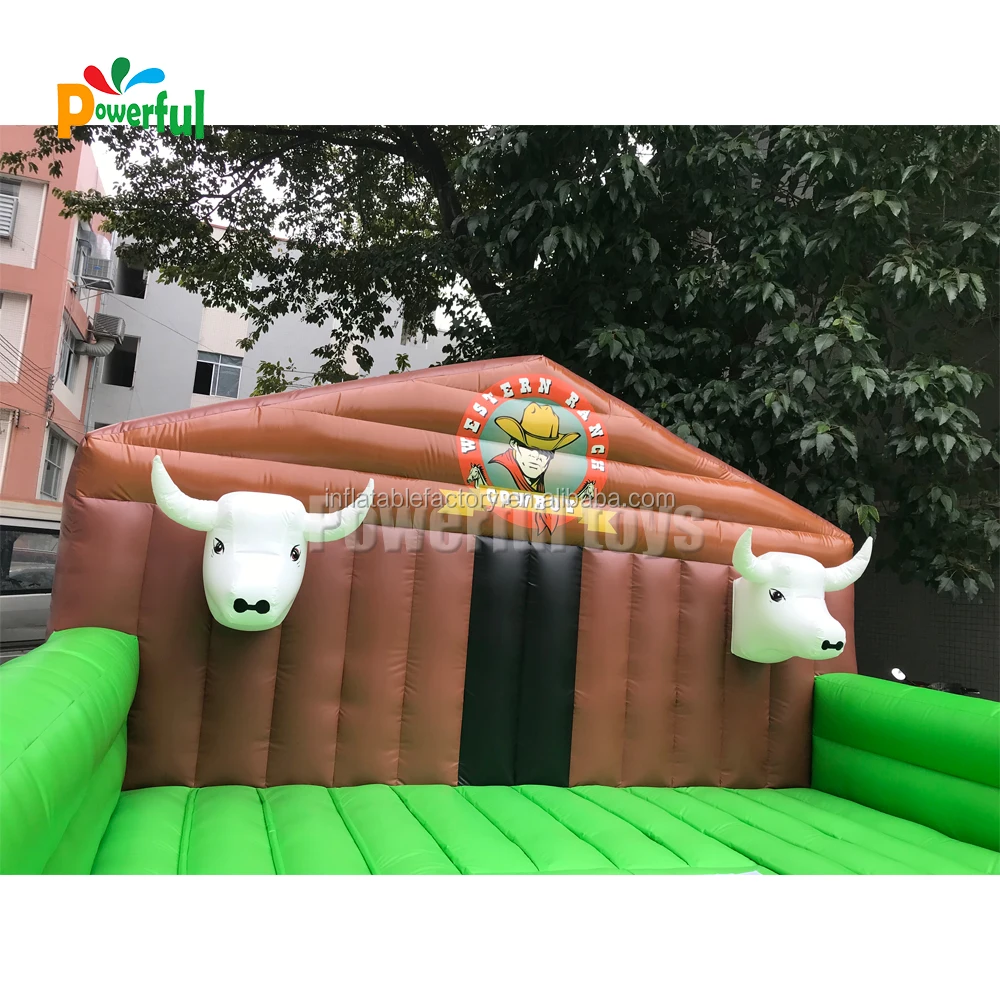 Square shape inflatable mechanical bull riding rodeo simulator for sale