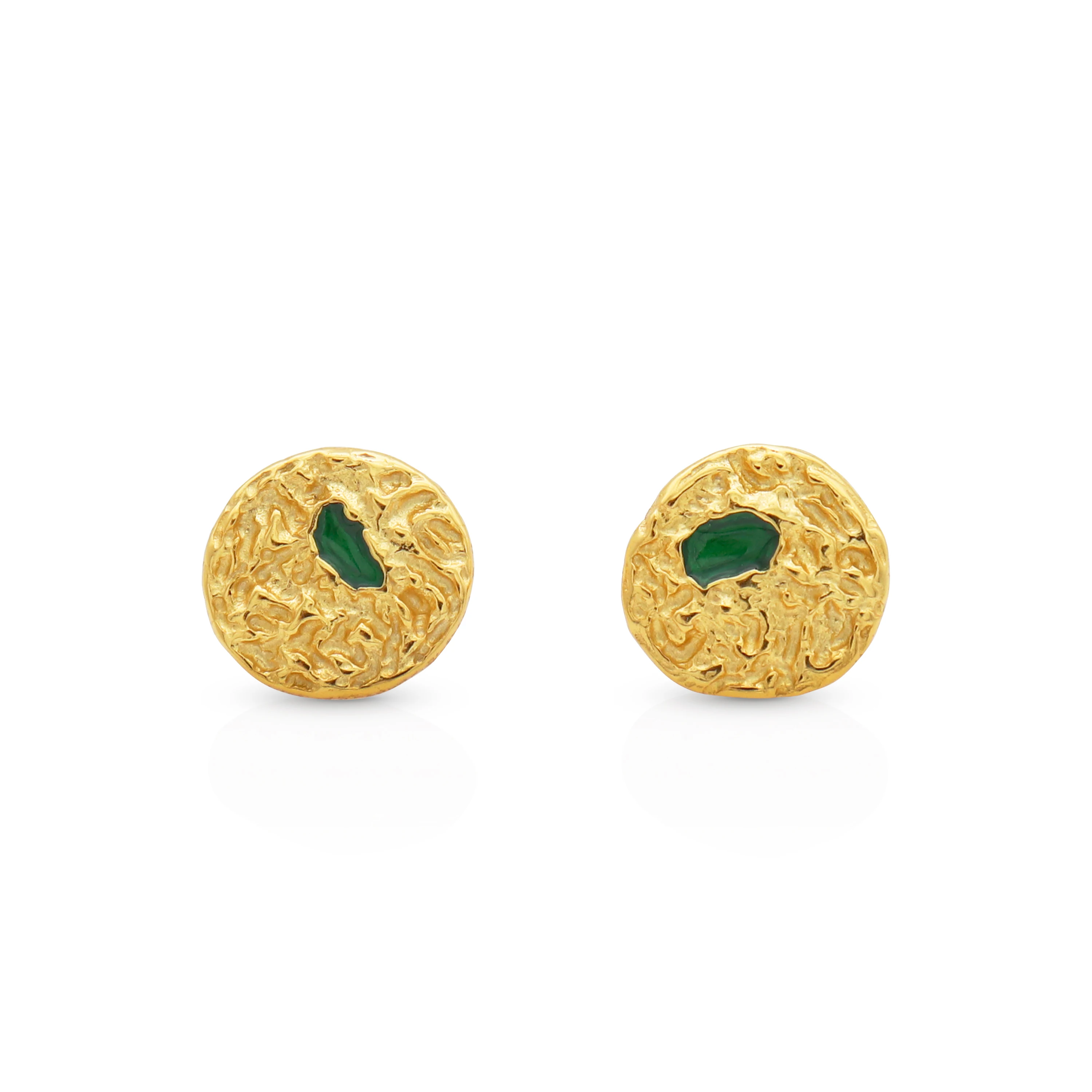 

Chris April In Stock gold plated Wrinkled texture geometric round glue 925 sterling silver Stud Earrings for women