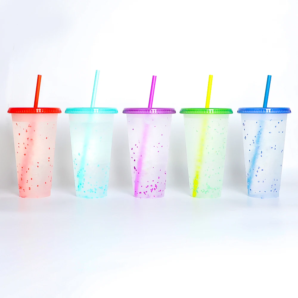 

Drinking 750ml color changing reusable custom plastic stadium cups with lid