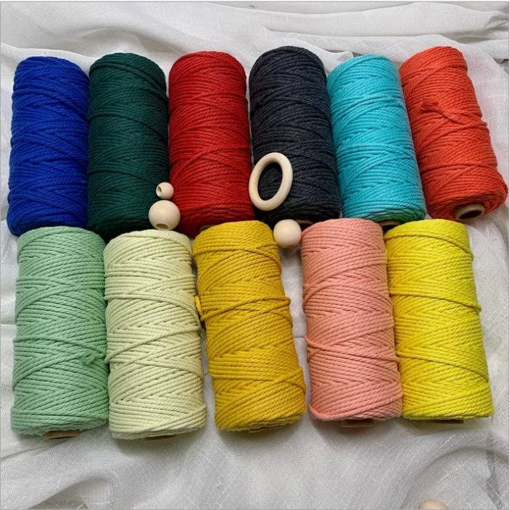 

3mm 4mm 5mm 6mm Twist Rope Macrame Cotton Cord Multi Color Drawstring Rope Macrame Thread, Multi colors or customized color