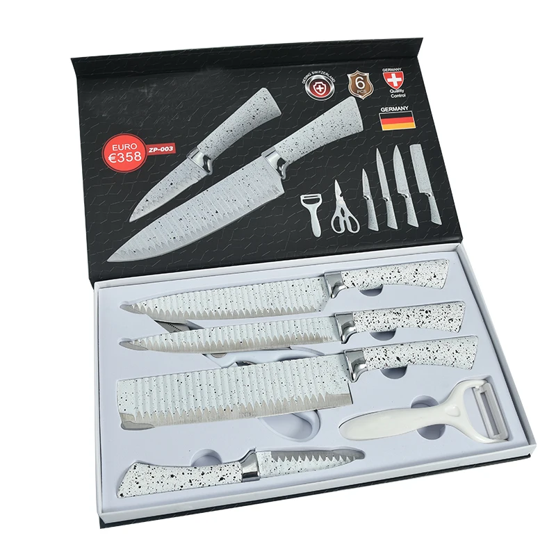 

2021 best seller non-stick coated 6pcs kitchen knife set in gift box