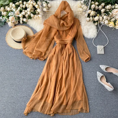 

2021 New Design Women European Fashion Chiffon Maxi Dress