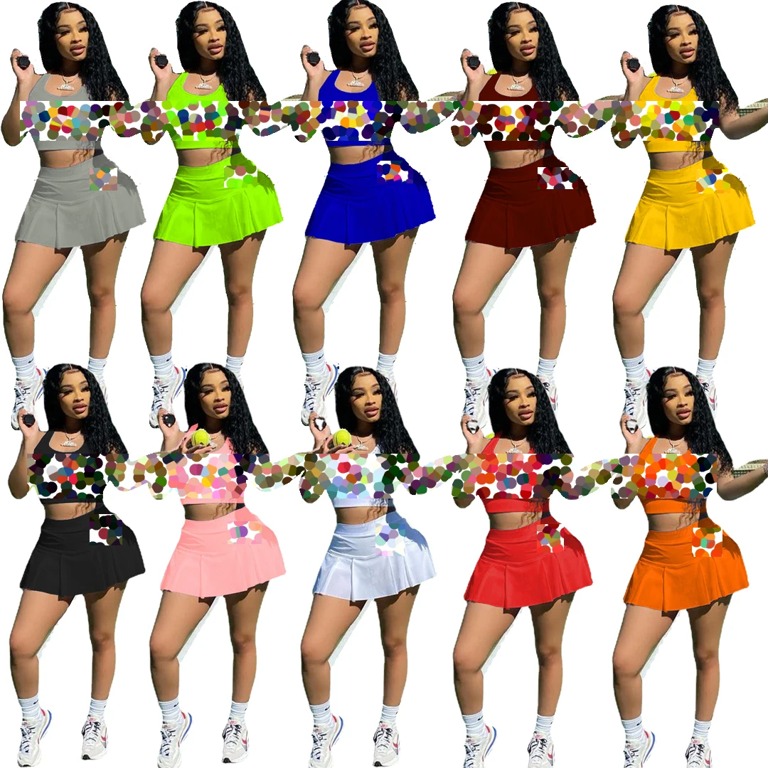 

Dickie women tennis skirt sport sexy dickie two piece skirt set 2021, Customized color/as show
