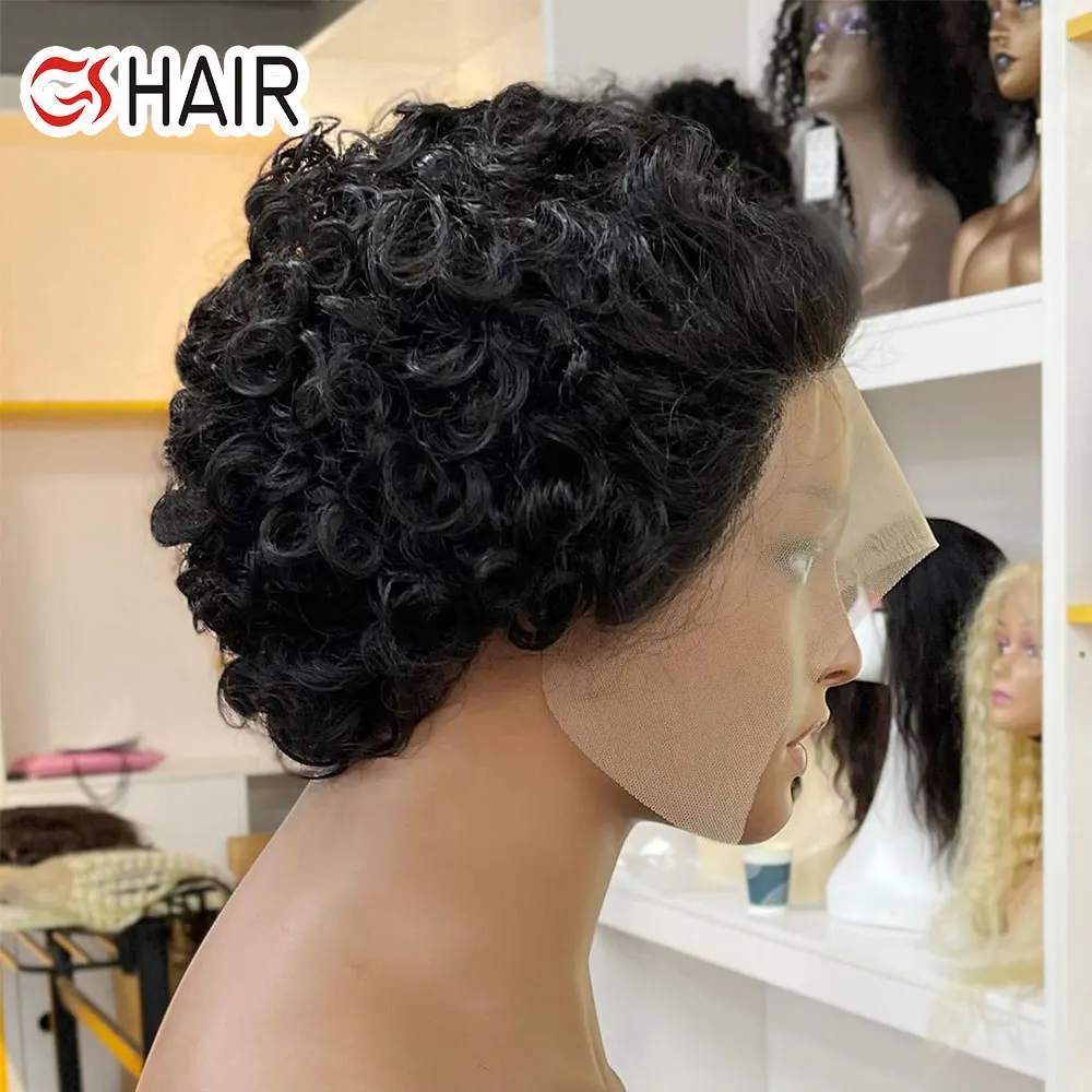 

Cheap Pixie Cut Human Hair Wig Short Curly Bob Pixie Cut Lace Front Wig Pixie Curls Pre Plucked Bleached Knots Wigs