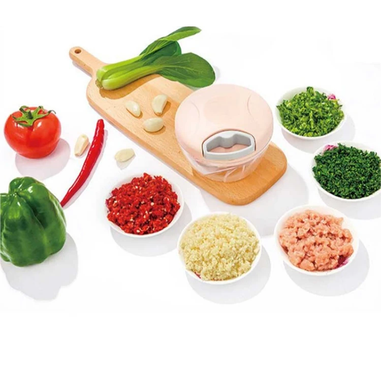 

Manual Rope Food Processor Slicer Shredder Salad Maker Garlic Onion Cutter Kitchen Tools 500ml Food Chopper, Blue pink green